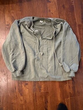 aerie olive green hooded pullover sweater